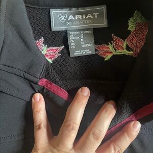 Woman Ariat Black Jacket with Red Floral Accents
